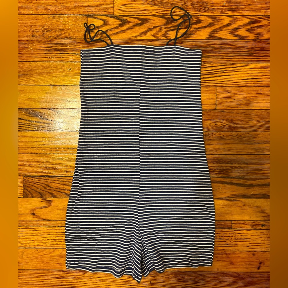 Strappy striped romper